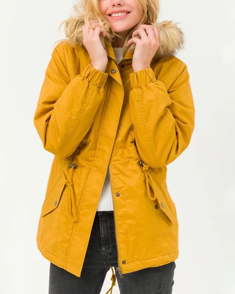 Faux Sherpa Lined Military Hooded Utility Parka Jacket in More Colors