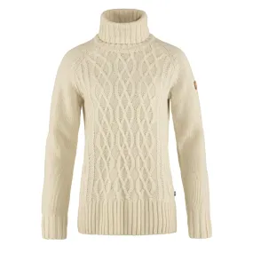 Fjallraven Womens Ovik Cable Knit Roller Neck Chalk White