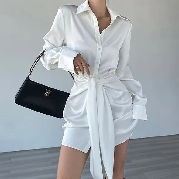 FREDELA SATIN SHIRT DRESS