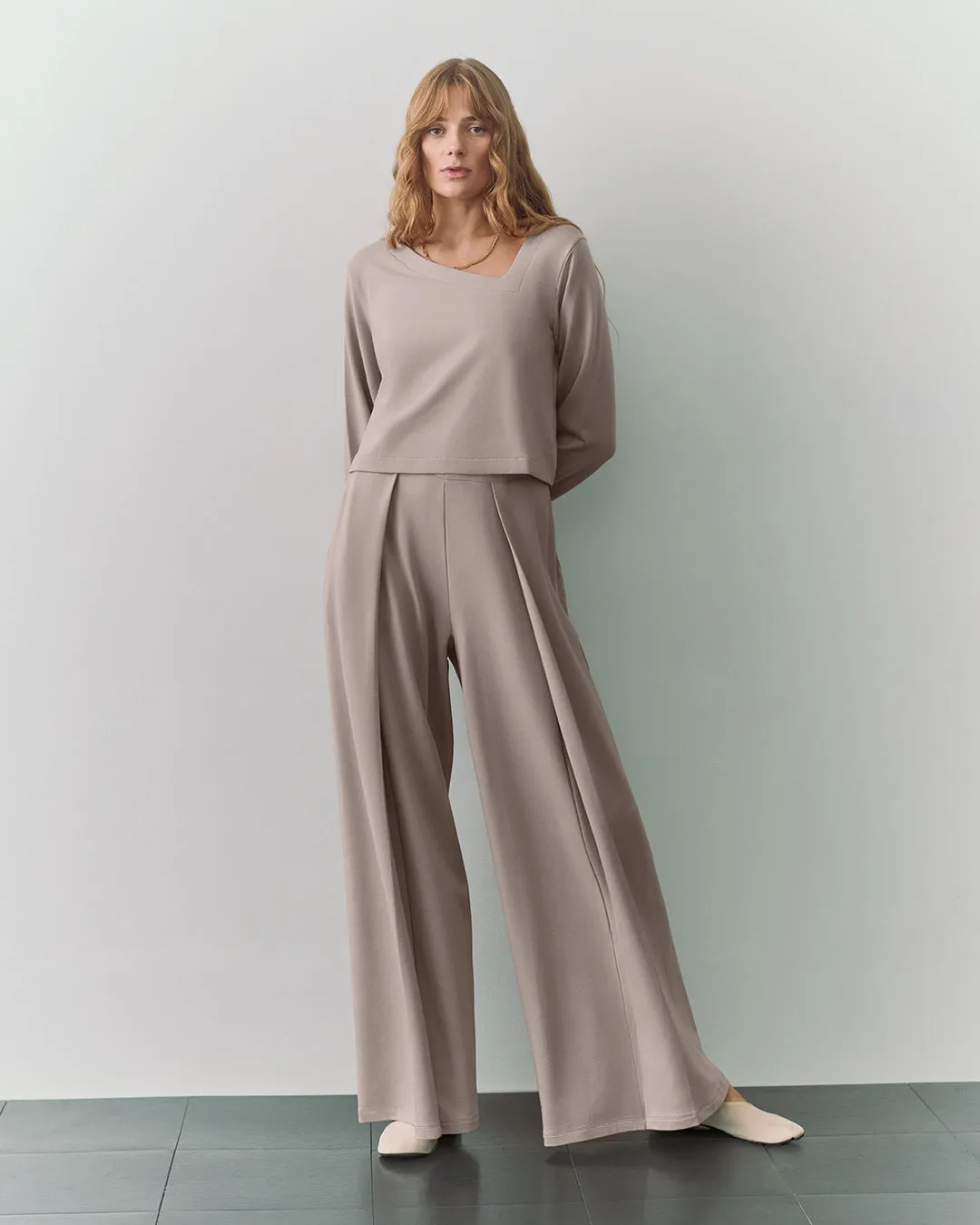 French Terry Pleated Pant