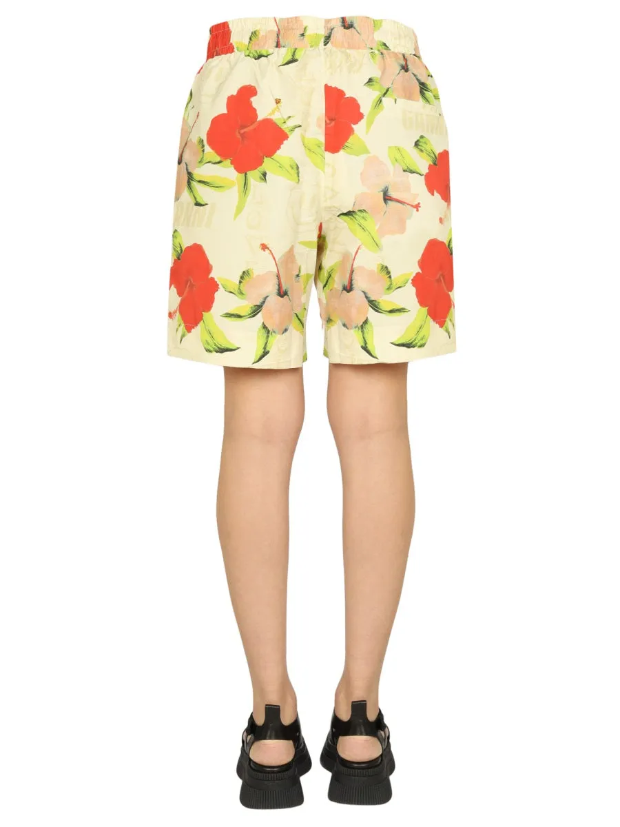 Ganni Floral Printed Shorts