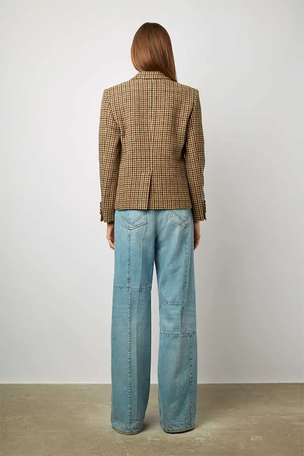 Gerard Darel NADEGE VIRGIN WOOL SMALL CHECK JACKET