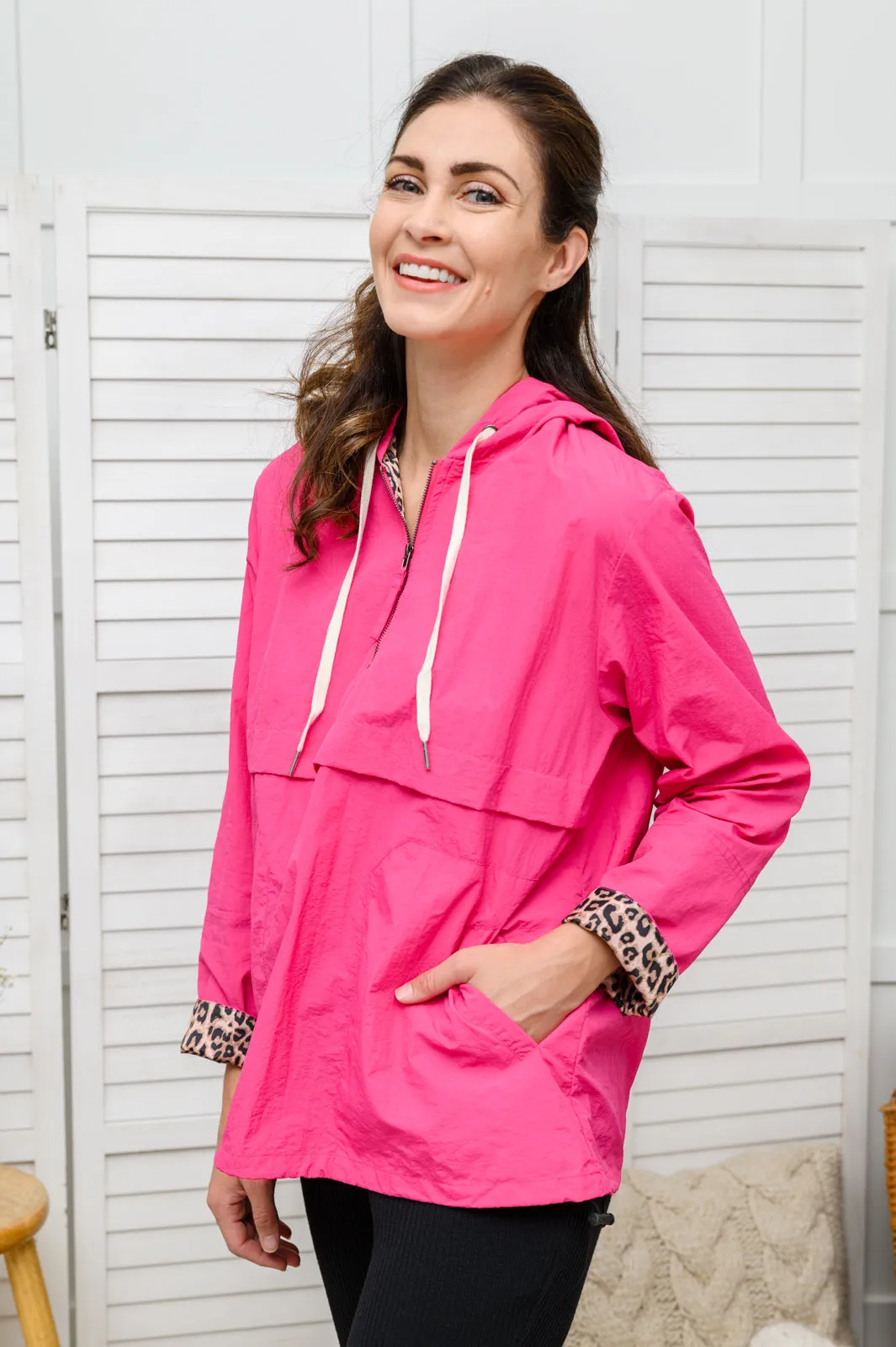 Get Going Leopard Windbreaker in Pink - OW *FINAL SALE*