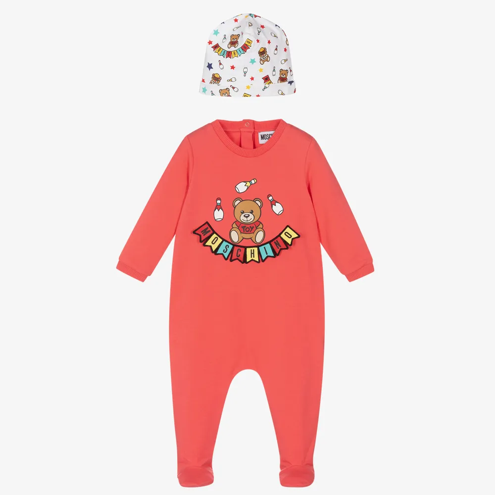 Girls Pink Babygrow & Hat Set