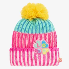 Girls Pink Knitted Pom-Pom Hat