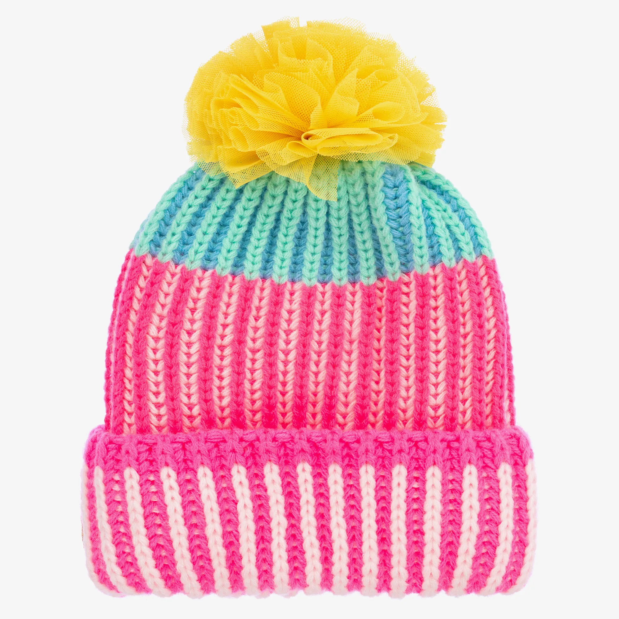 Girls Pink Knitted Pom-Pom Hat