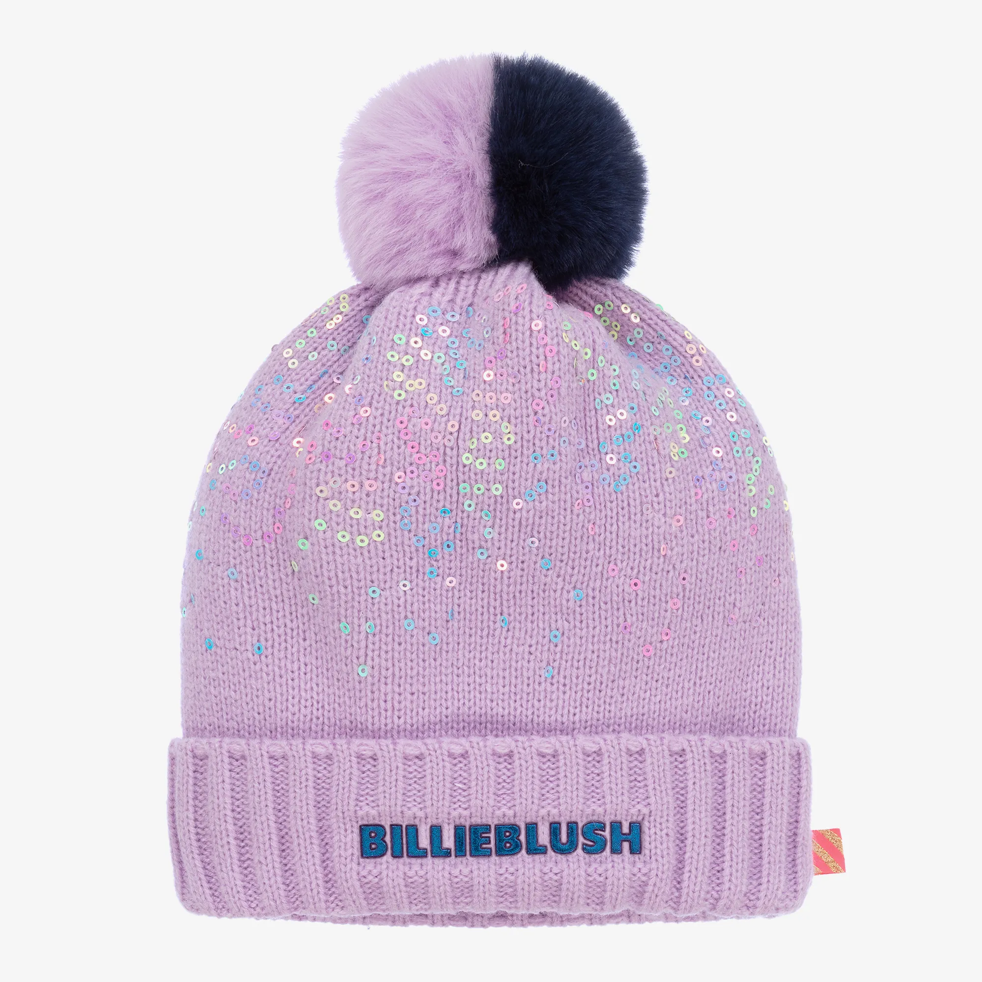 Girls Purple Knitted Pom-Pom Hat