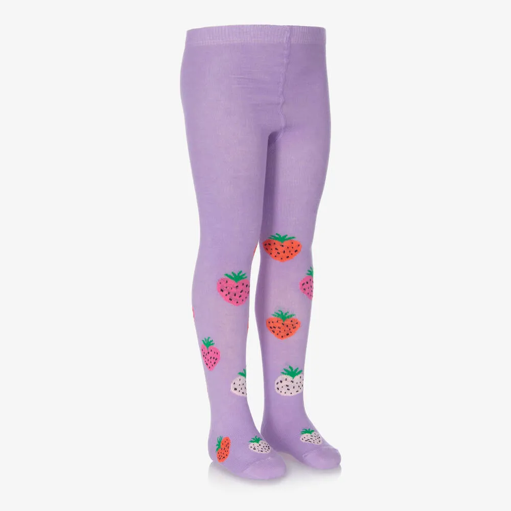 Girls Purple Strawberry Tights