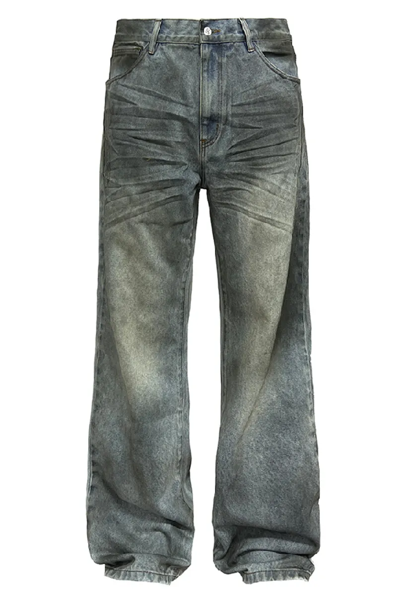 Grease-Stained 3D Whisker Jeans