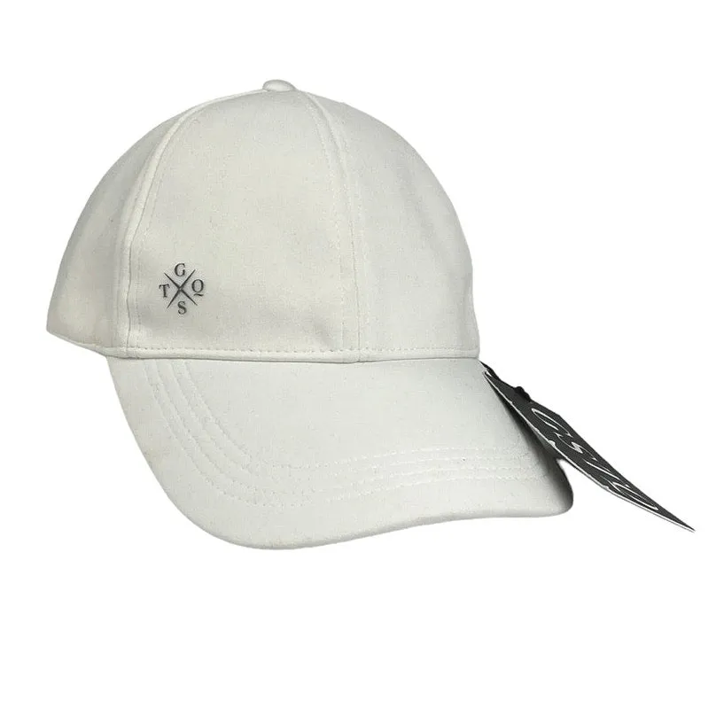 GSTQ NWT White Embroidered Logo Adjustable Strap Baseball Hat Cap One Size