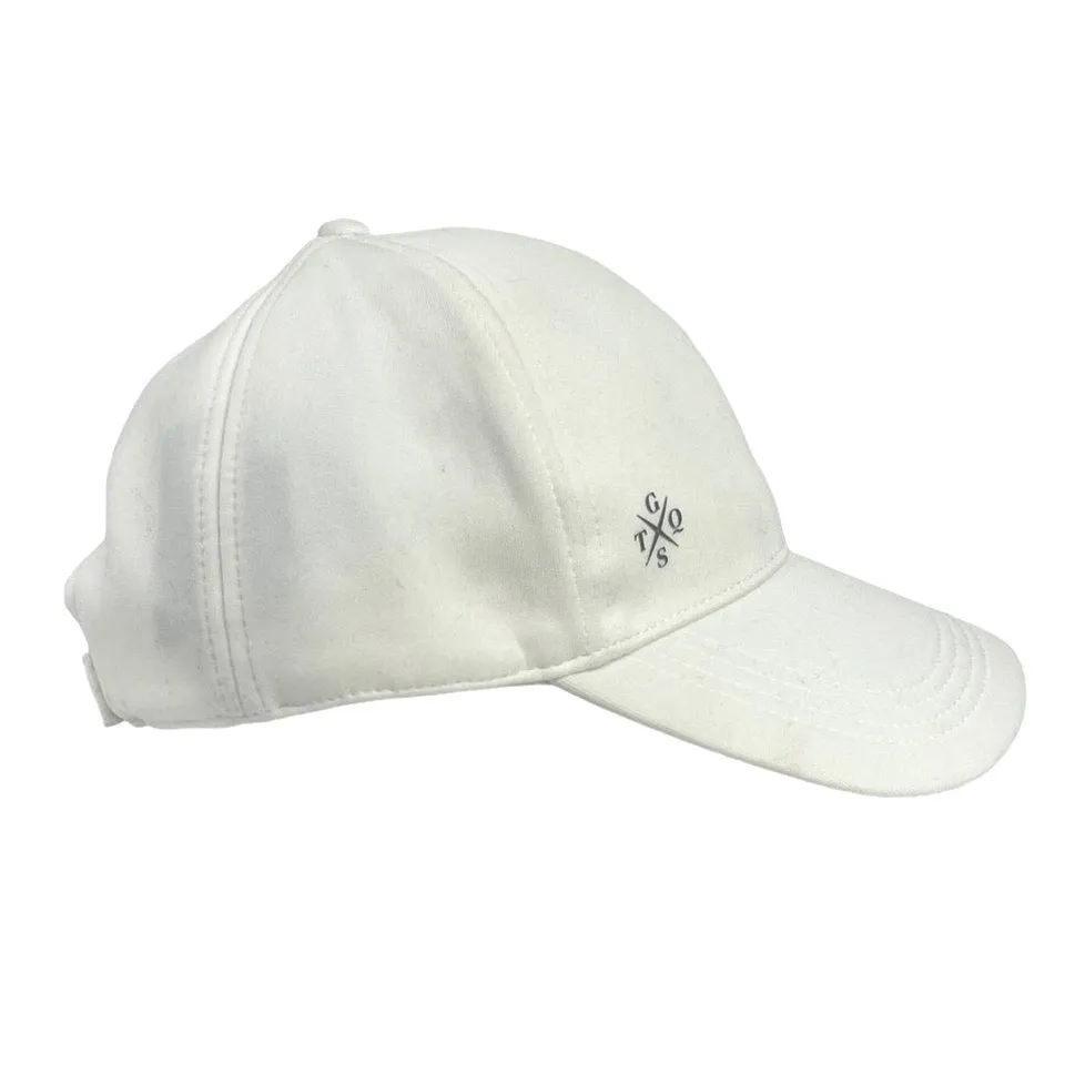 GSTQ NWT White Embroidered Logo Adjustable Strap Baseball Hat Cap One Size