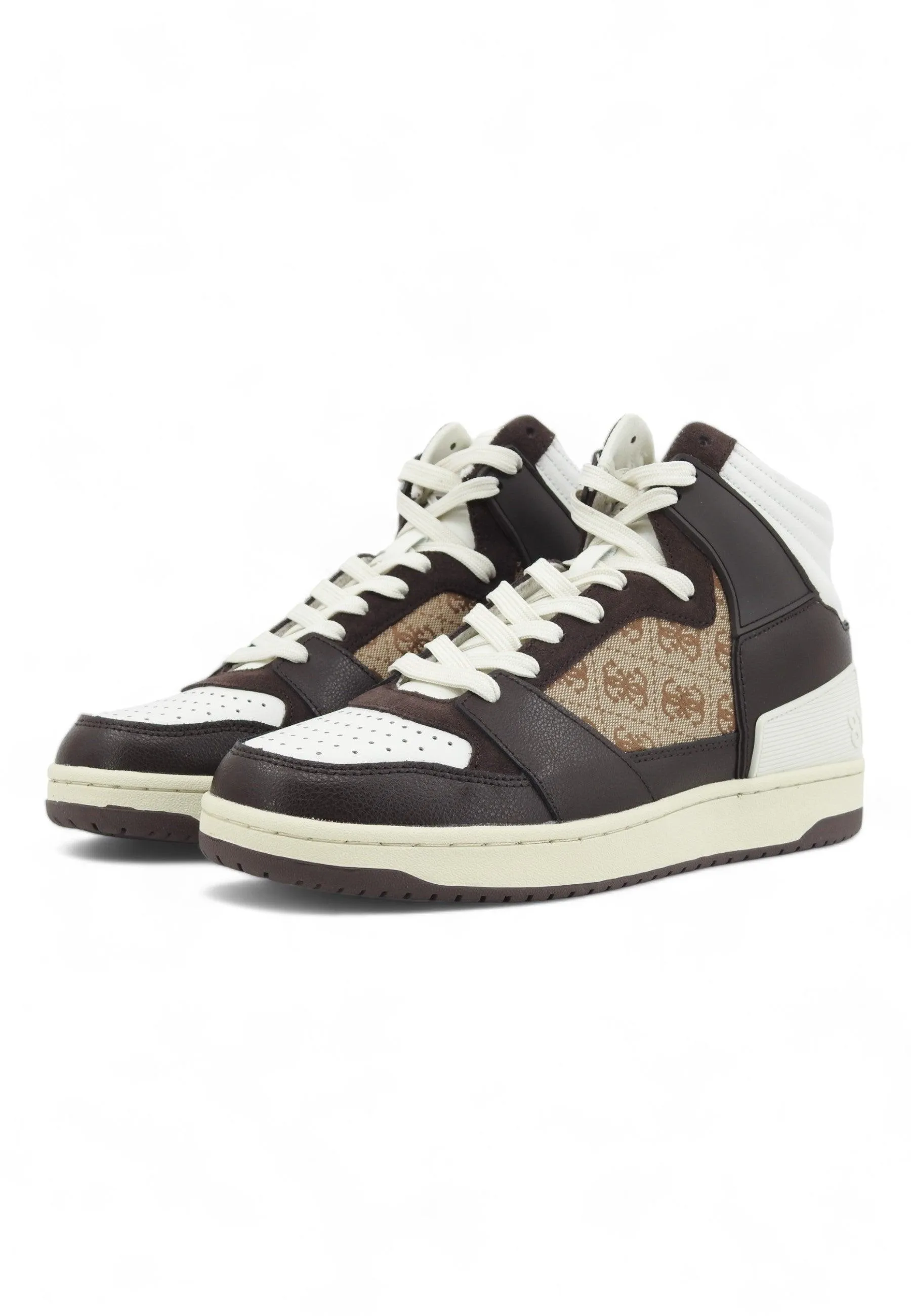 GUESS Sneaker Basket Hi Uomo Beige Brown FMJSAMFAP12