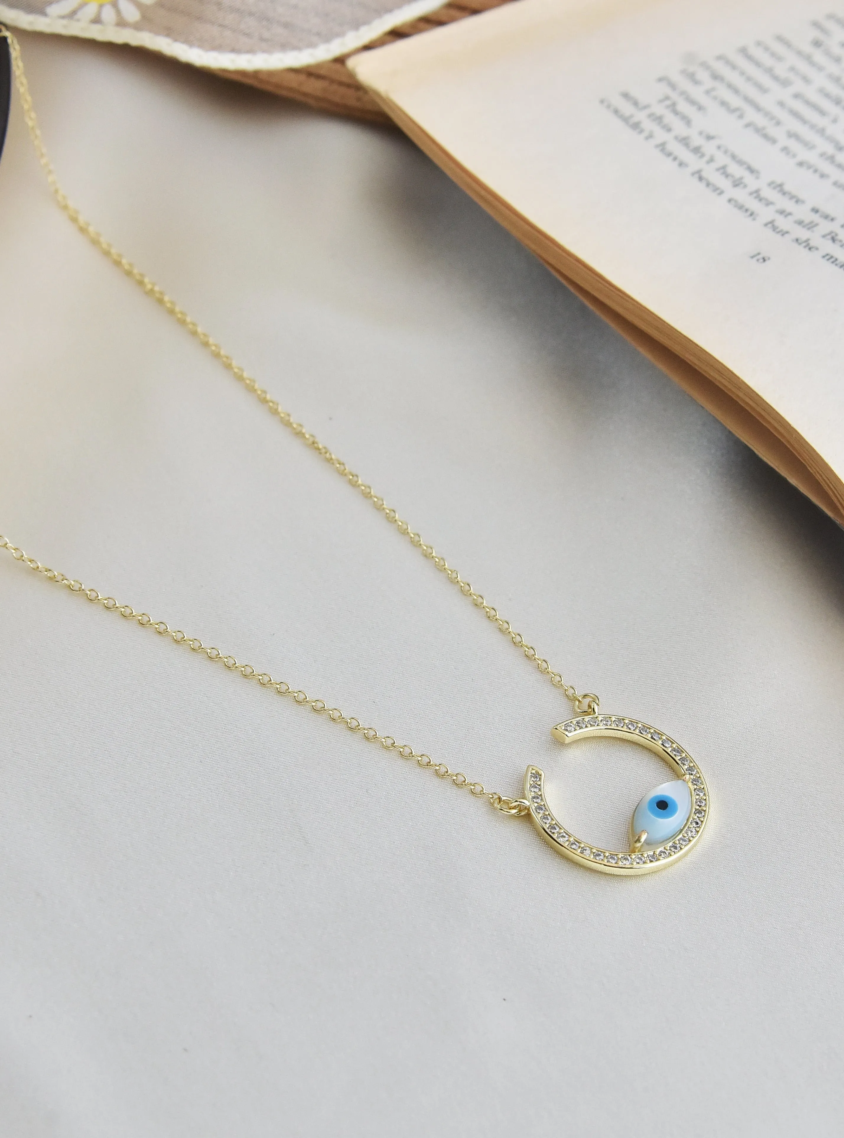 Horse Shoe Evil Eye Necklace