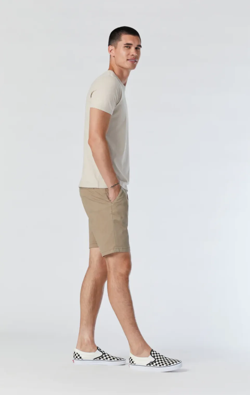 JACOB CROP GREIGE TWILL SHORTS