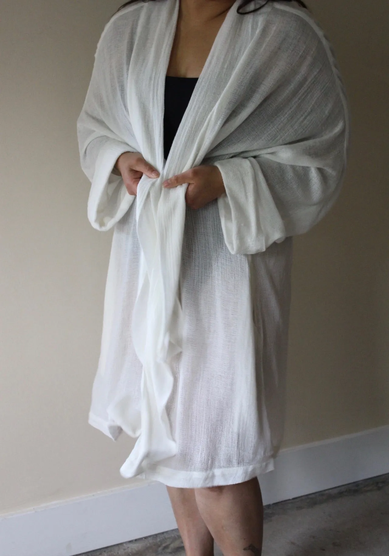 Jane Woven Mesh Robe Coat