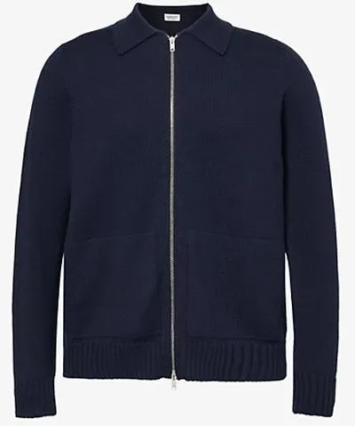 John Smedley Mens Midnight Collared zip-up merino-wool jumper