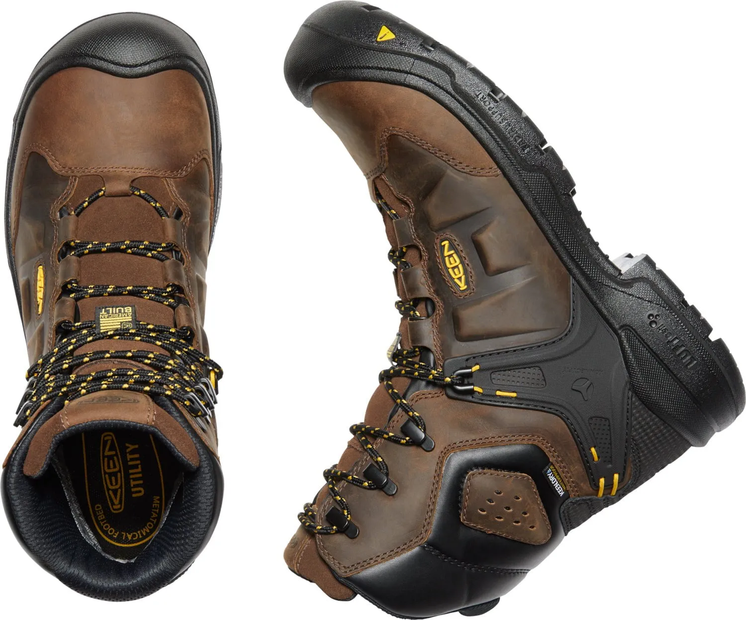 Keen Utility Mens Dover 8in WP Dark Earth/Black Leather Work Boots