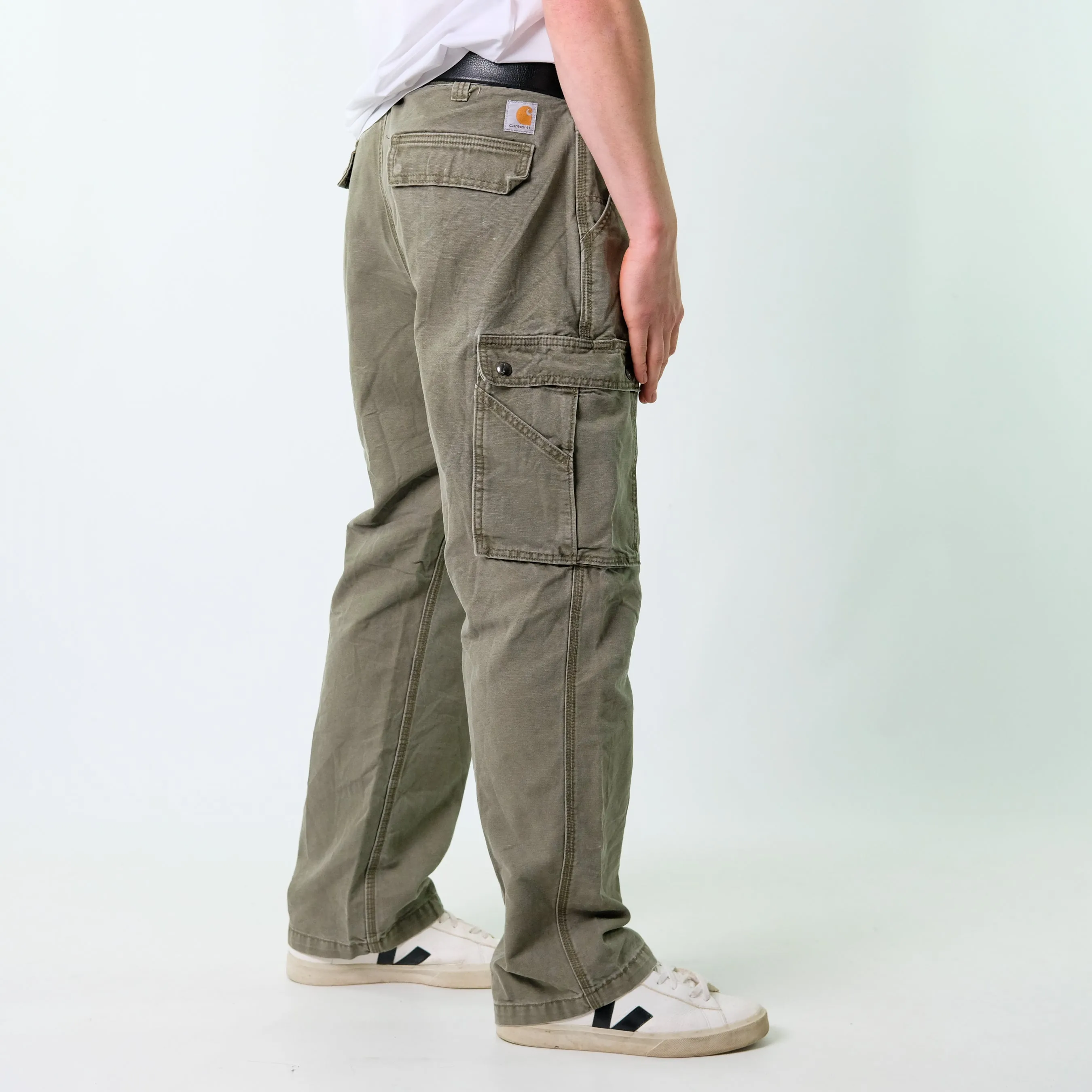 Khaki Green y2ks Carhartt Canvas Carpenter Jeans Baggy Pants (36x30)