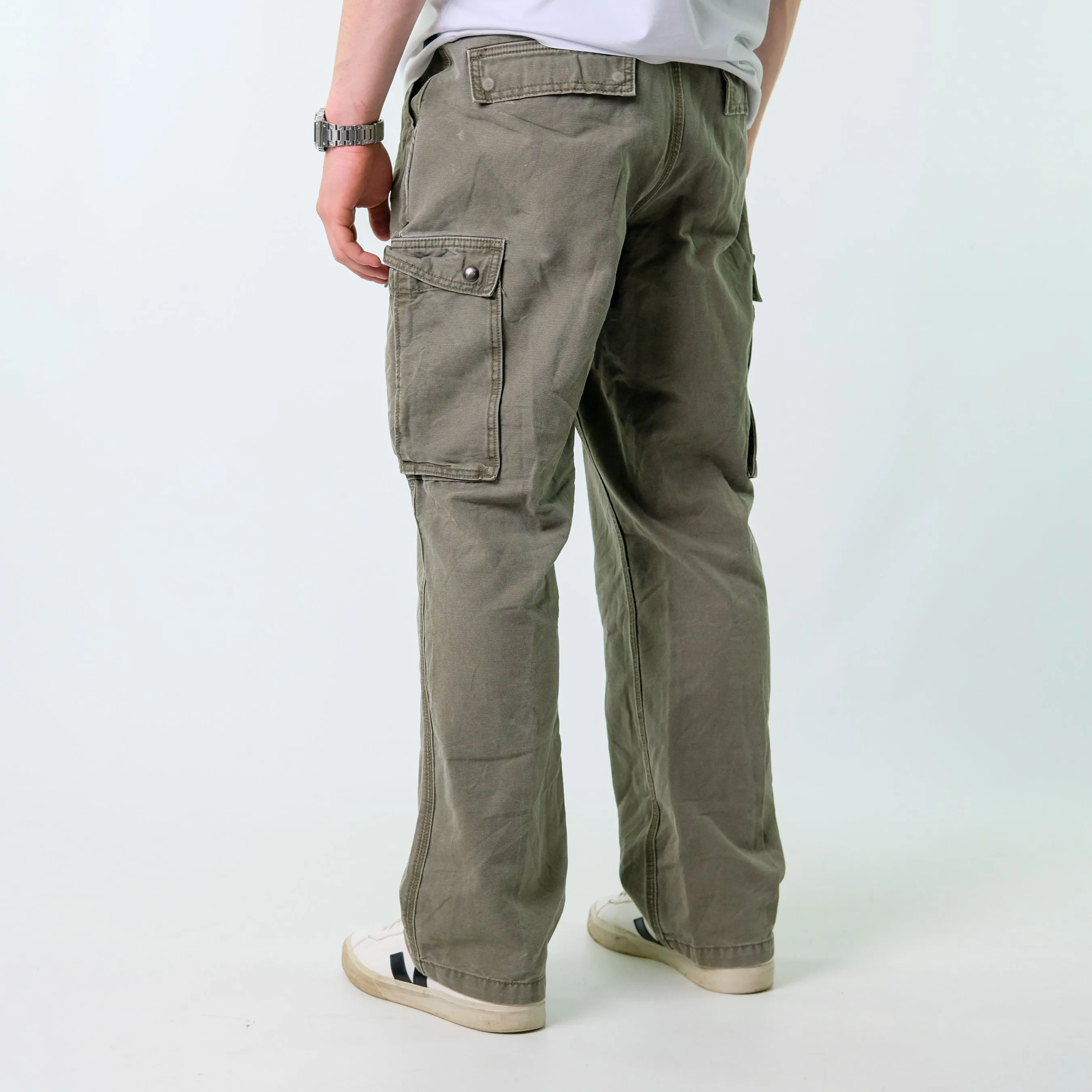 Khaki Green y2ks Carhartt Canvas Carpenter Jeans Baggy Pants (36x30)