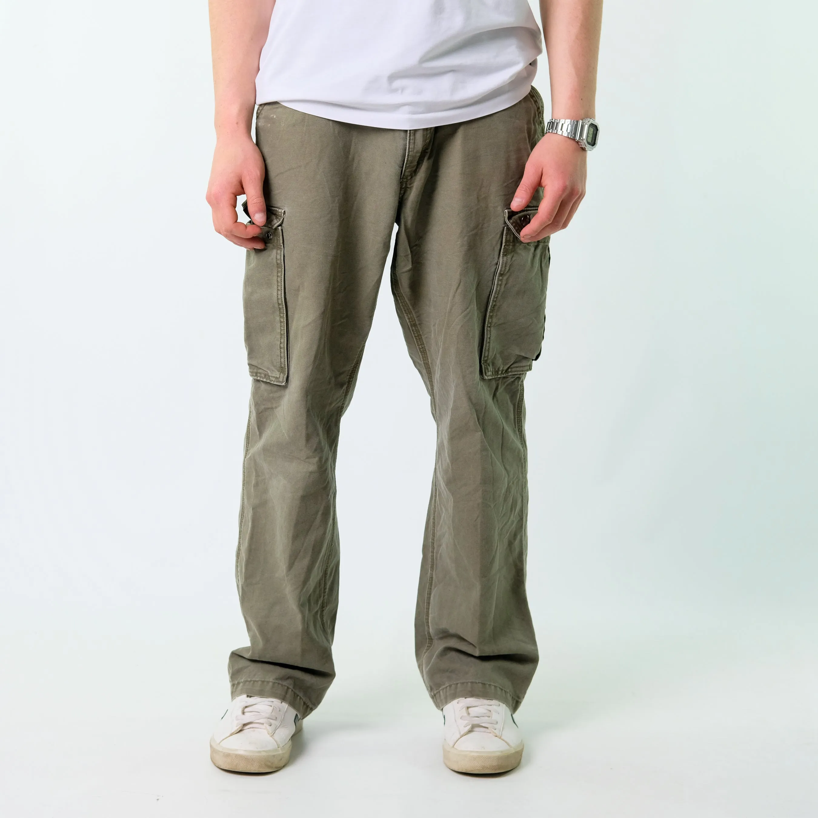 Khaki Green y2ks Carhartt Canvas Carpenter Jeans Baggy Pants (36x30)