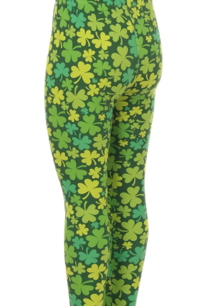 Kid's Saint Patrick's Day Shamrock Pattern Printed Leggings