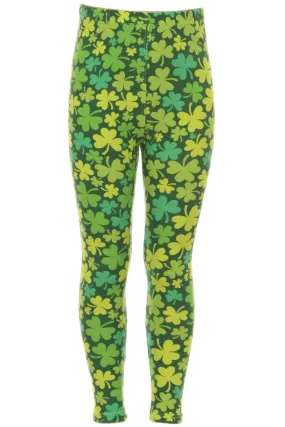 Kid's Saint Patrick's Day Shamrock Pattern Printed Leggings