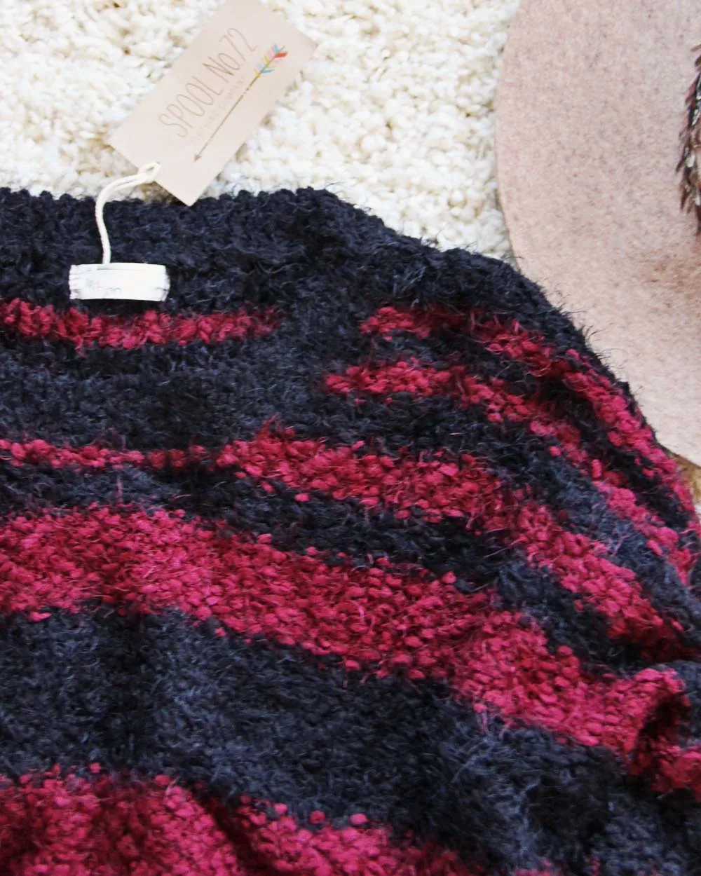 Layla Cozy Stripe Sweater in Wine