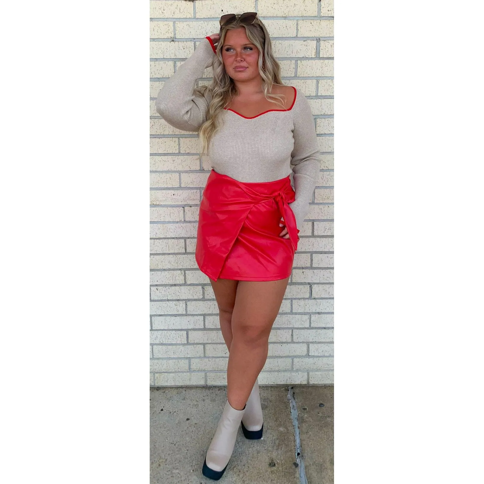 Layla Red Crossover Skort