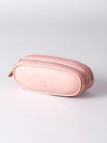 Leather Double Glasses Case in Blush Pink