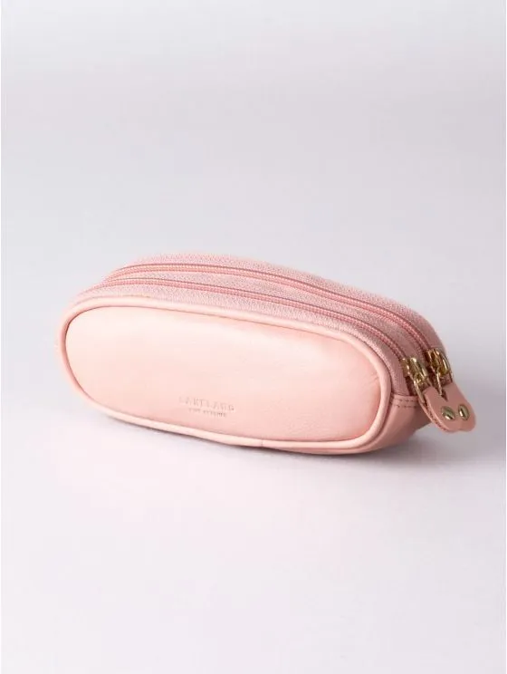 Leather Double Glasses Case in Blush Pink