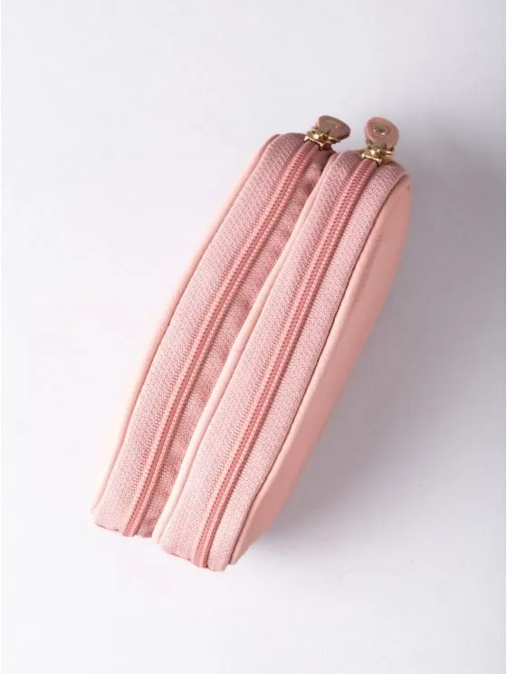 Leather Double Glasses Case in Blush Pink