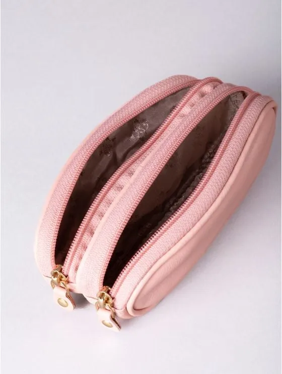 Leather Double Glasses Case in Blush Pink