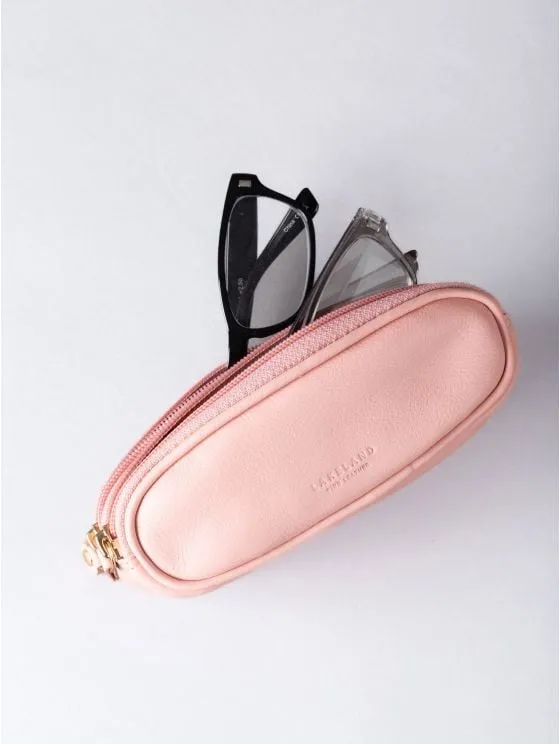 Leather Double Glasses Case in Blush Pink