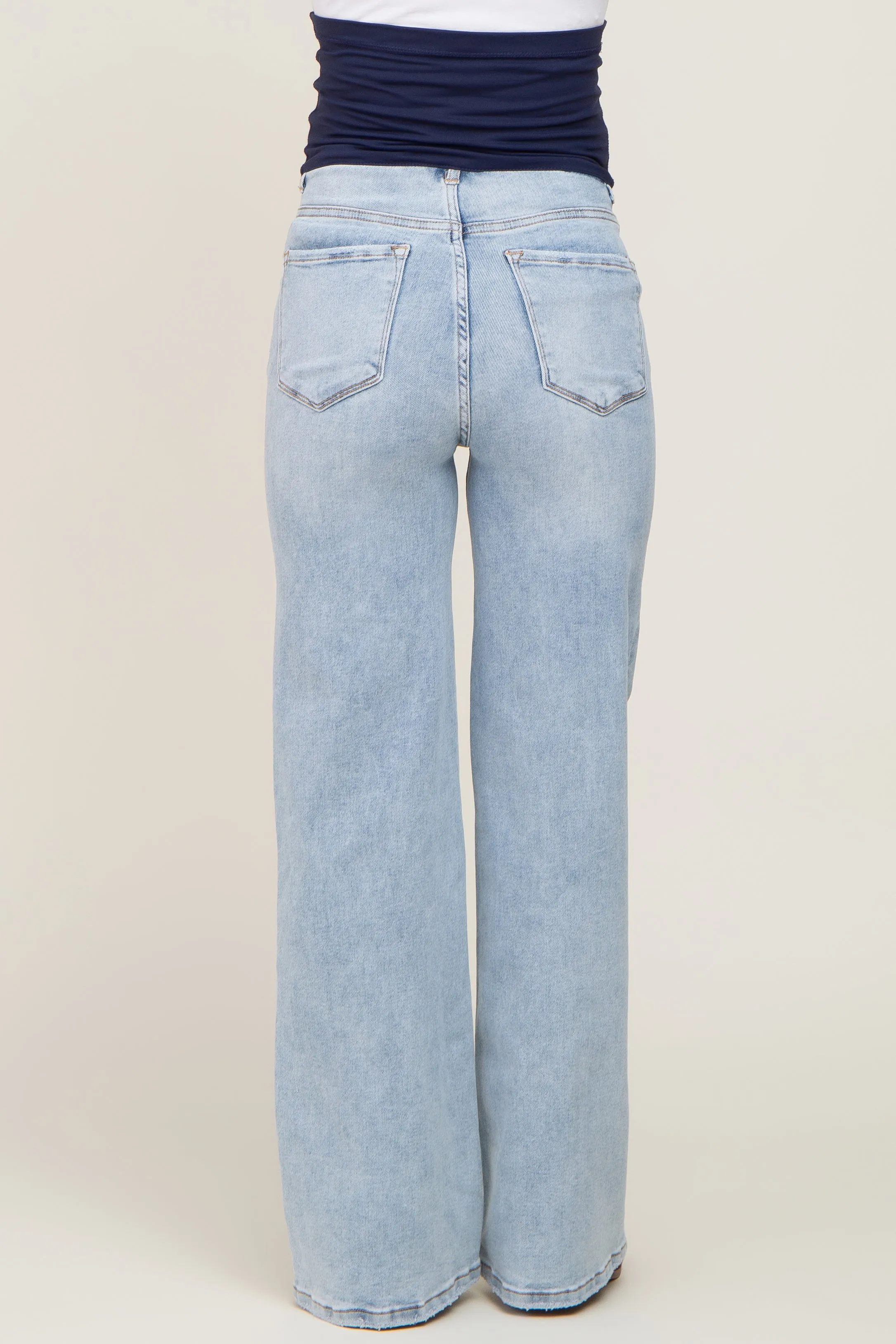 Light Blue Wide Leg Maternity Jeans