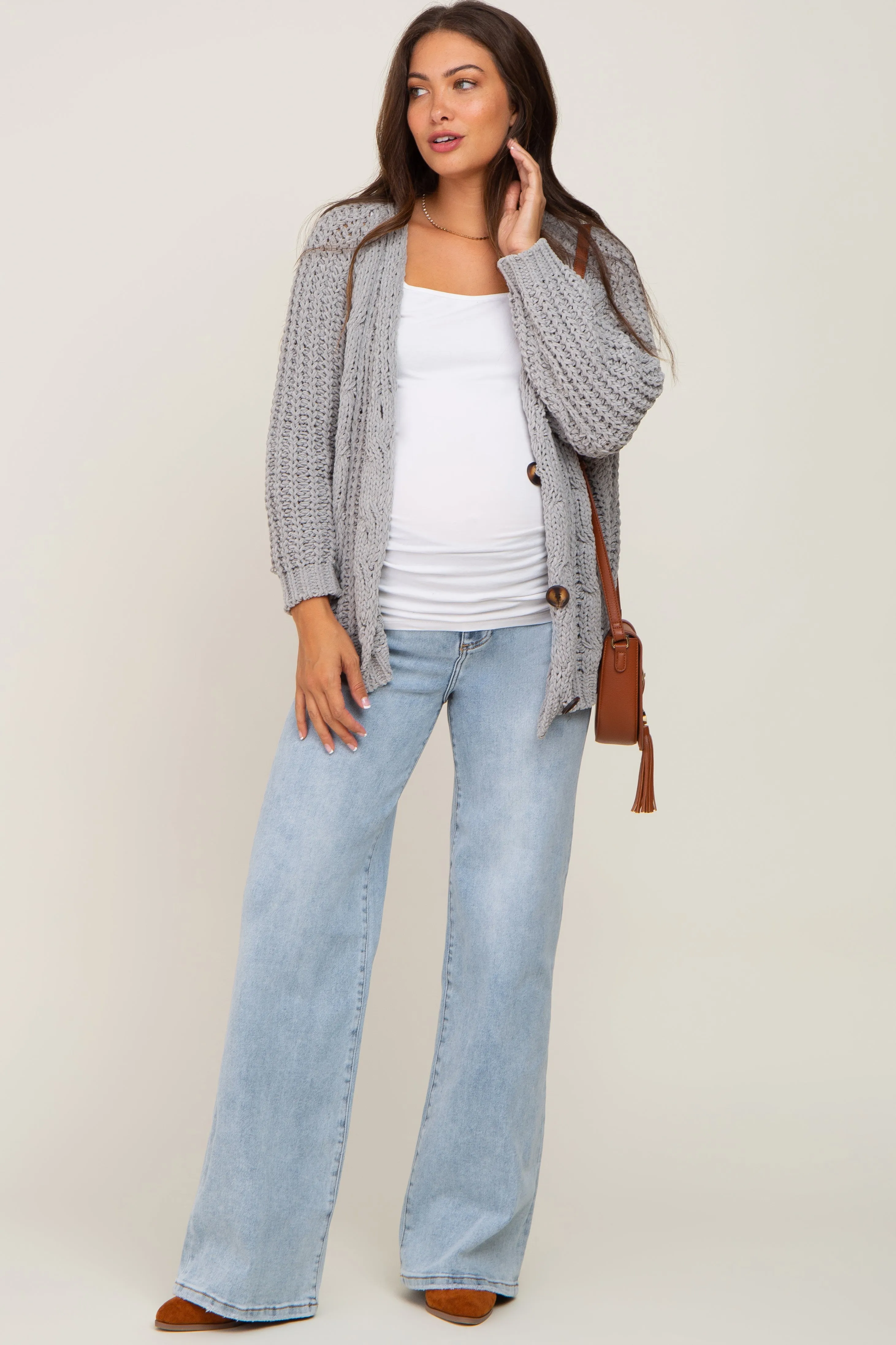 Light Blue Wide Leg Maternity Jeans