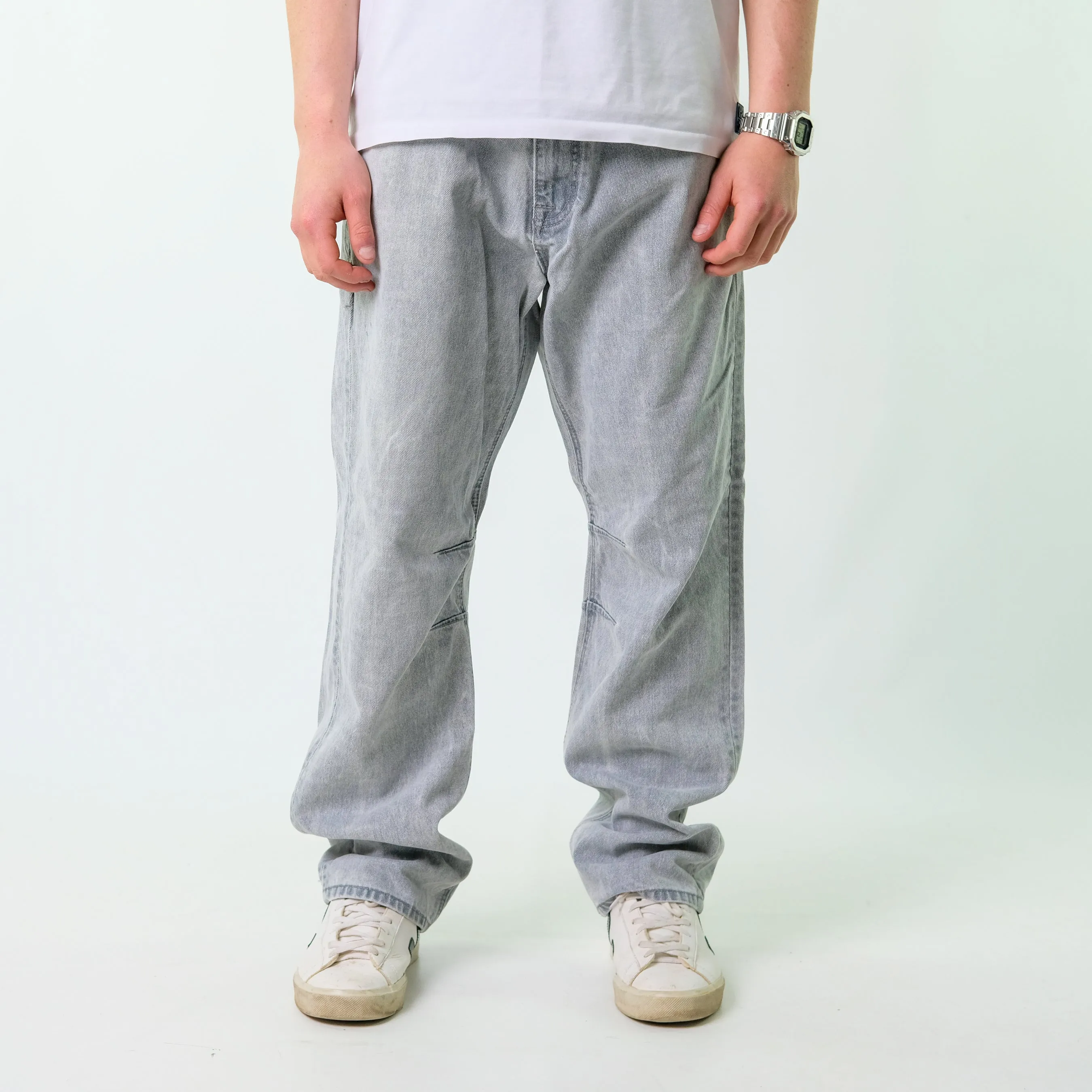 Light Grey y2ks Eight 732 Denim Hip Hop Jeans Baggy Pants (38x34)