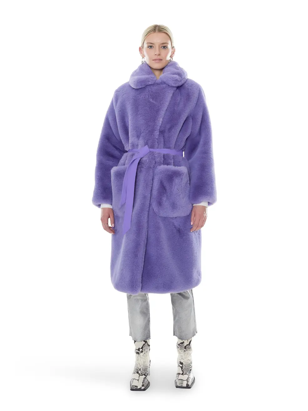 		Lily  Lavender Faux Fur Coat	