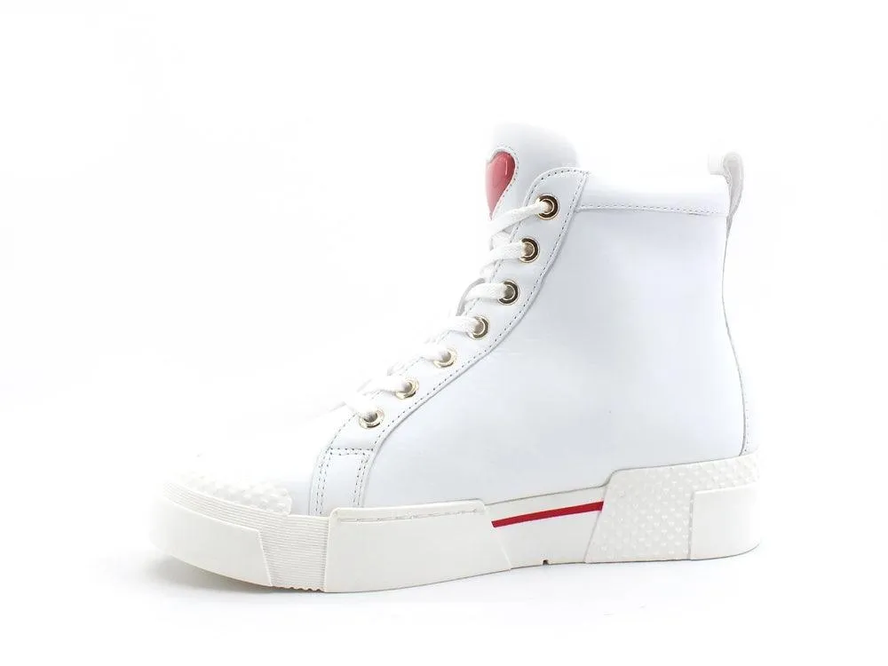 LOVE MOSCHINO Sneaker Hi Platform Cuore Borchie White JA15465G0DIA0100