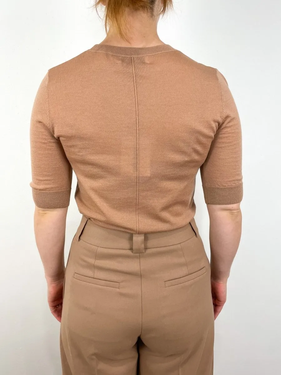 Lucia Short Sleeve Sweater in Tan