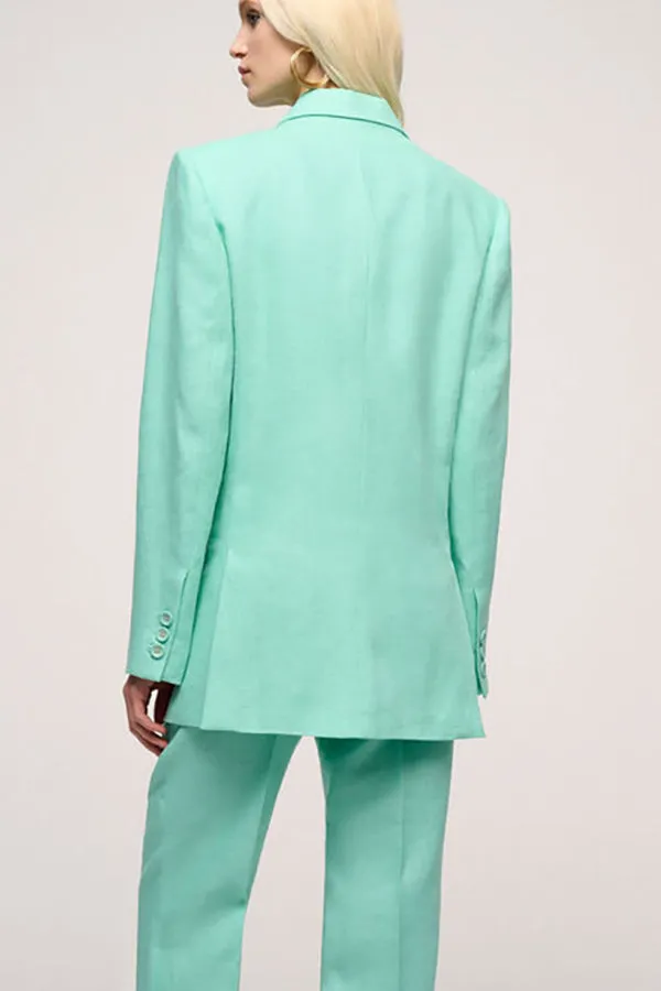 Luisa Spagnoli VELINA TURQUOISE DOUBLE-BREASTED LINEN JACKET