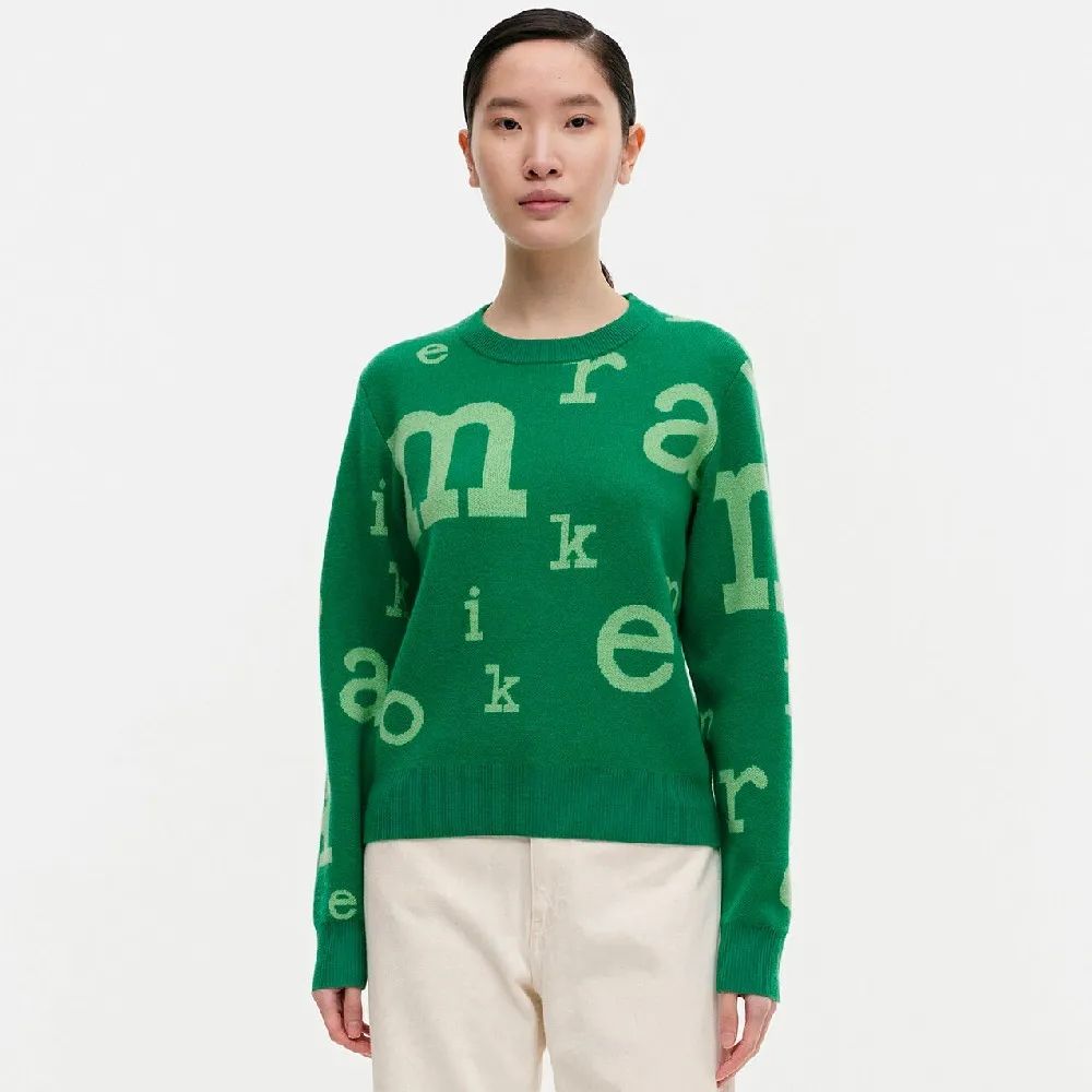 marimekko  |Crew Neck Casual Style Wool Nylon Rib Street Style