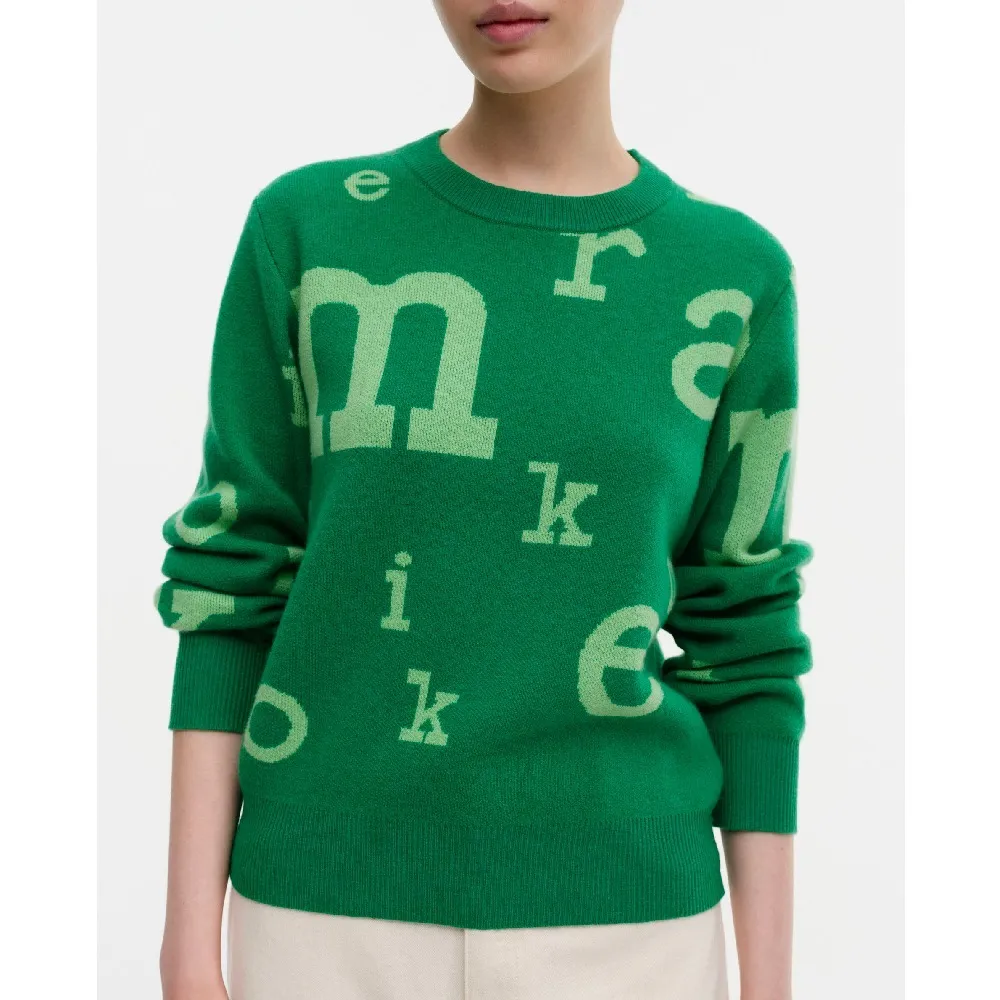 marimekko  |Crew Neck Casual Style Wool Nylon Rib Street Style