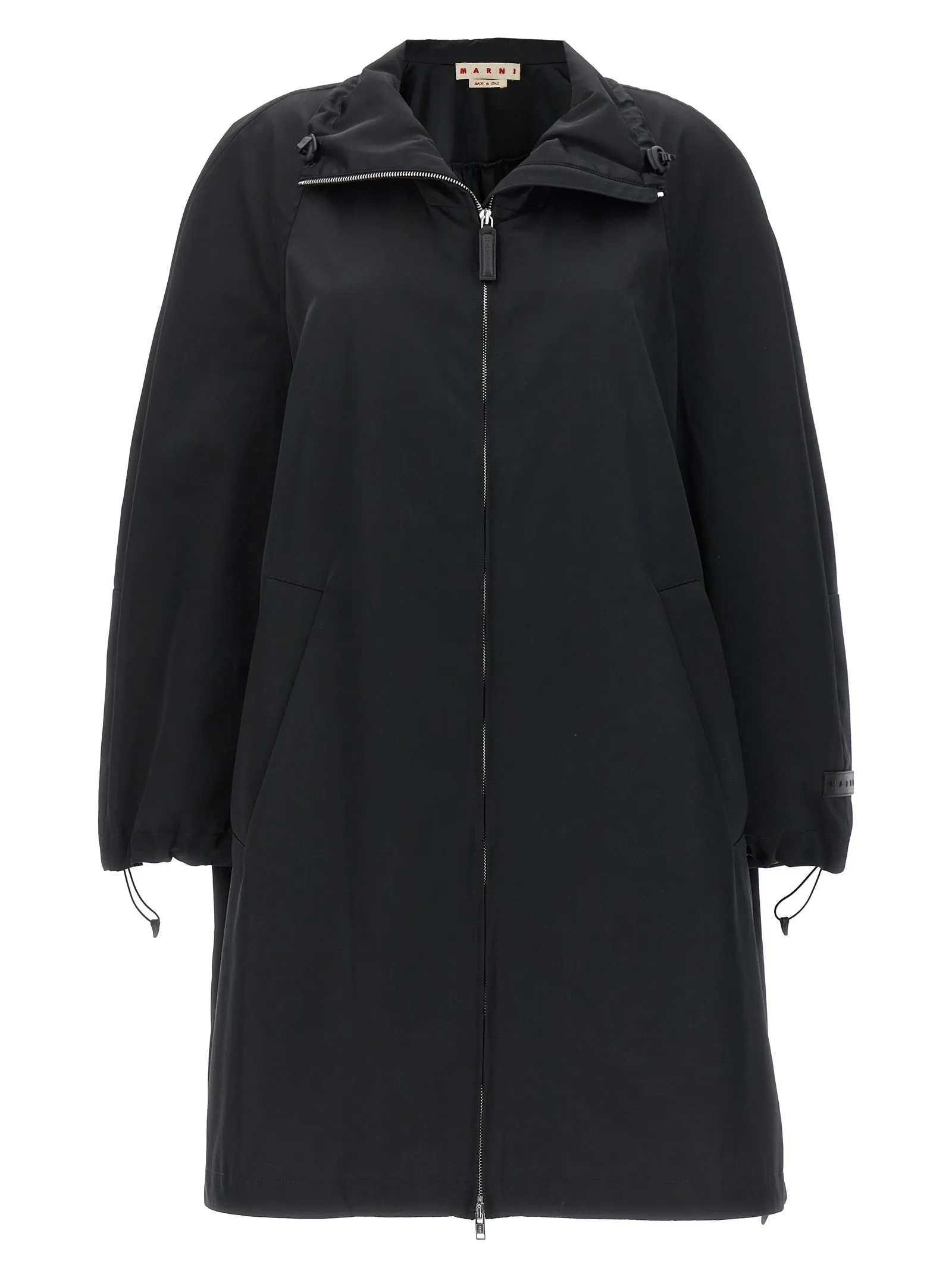 MARNI  |Black gathered taffeta parka