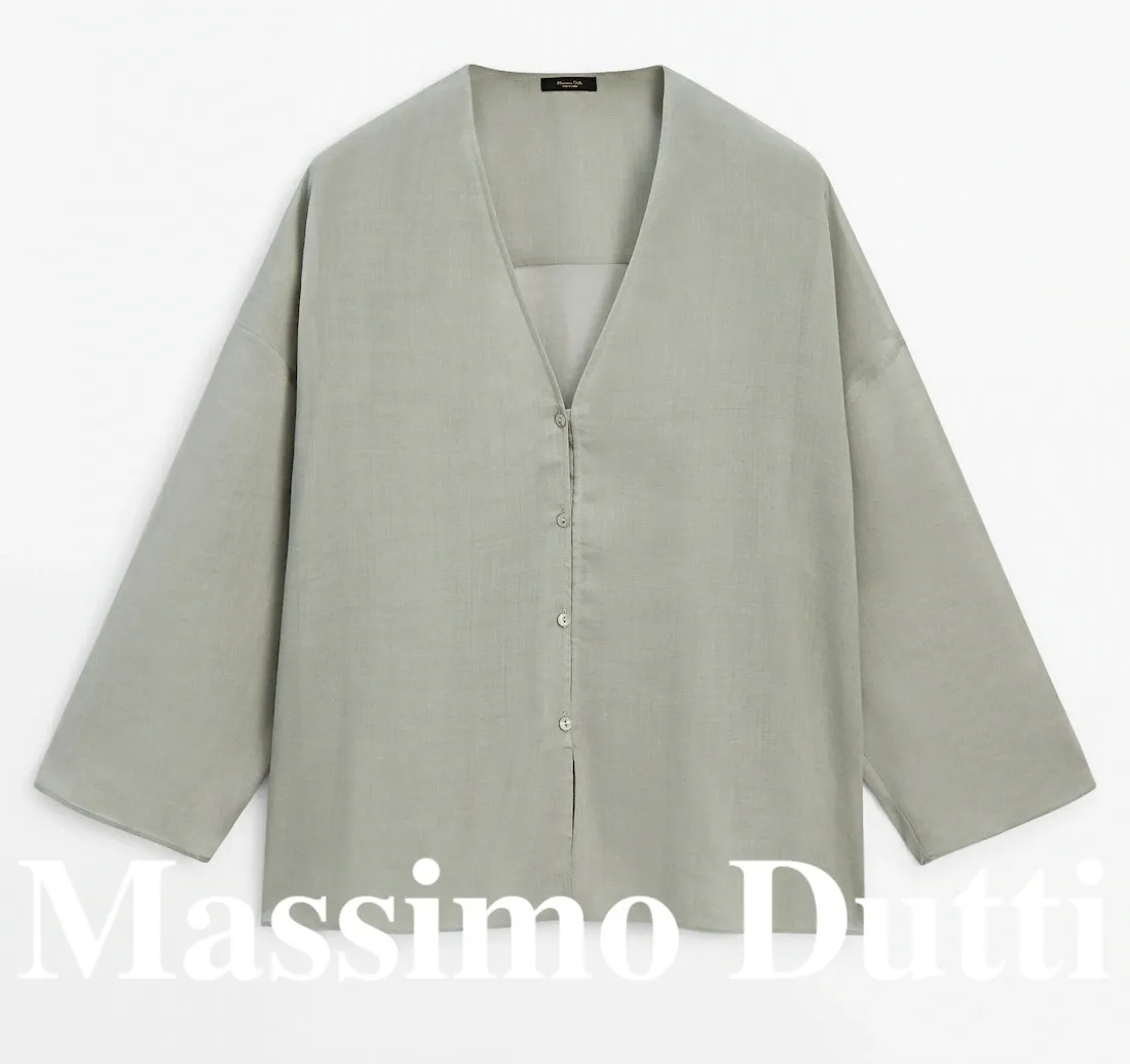 Massimo Dutti  |Linen Plain Shirts & Blouses