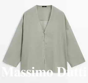 Massimo Dutti  |Linen Plain Shirts & Blouses