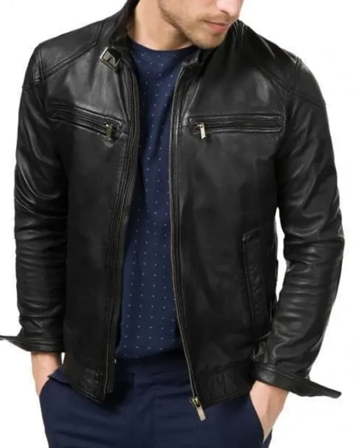 Men Bluster Biker Leather Black Jacket | William Jacket