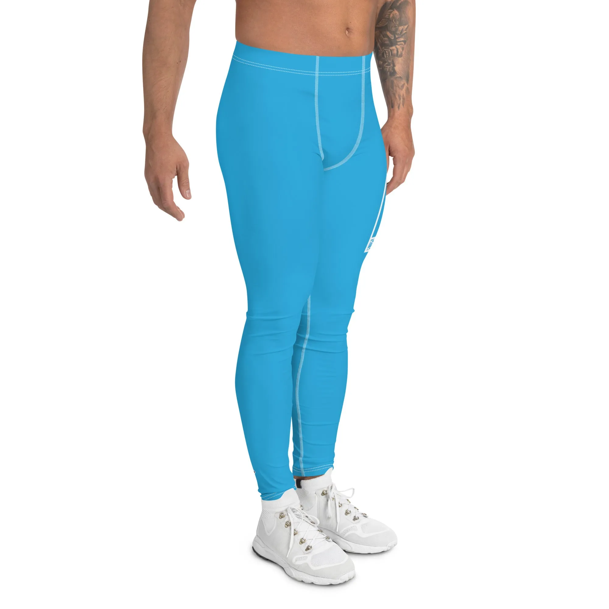 Men's Athletic Workout Leggings For Jiu Jitsu 005 - Cyan