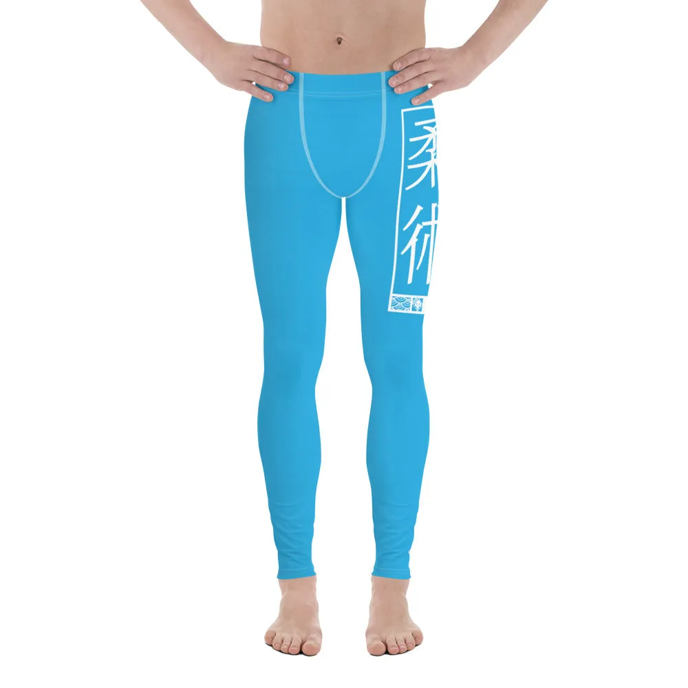 Men's Athletic Workout Leggings For Jiu Jitsu 005 - Cyan