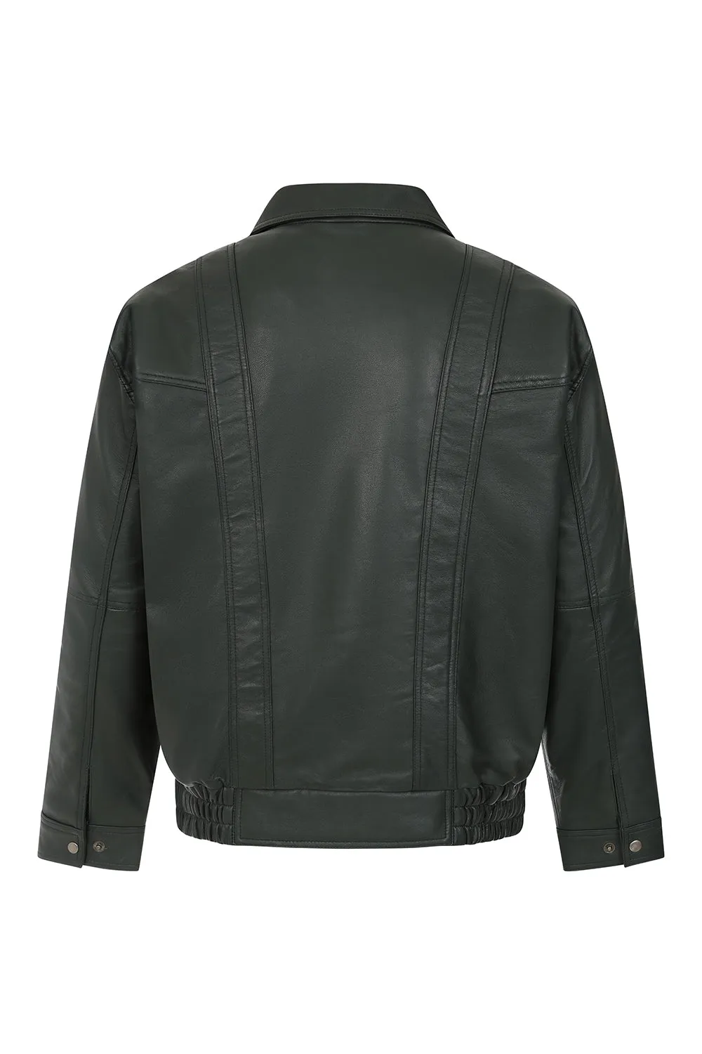 Men's Green Soft Napa Leather Classic Blouson Jacket - Paul