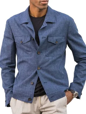 Men's Multi-Pocket Solid Color Casual Jacket